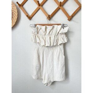 Polly cream strapless ruffle top short romper sz‎ 0 dressy